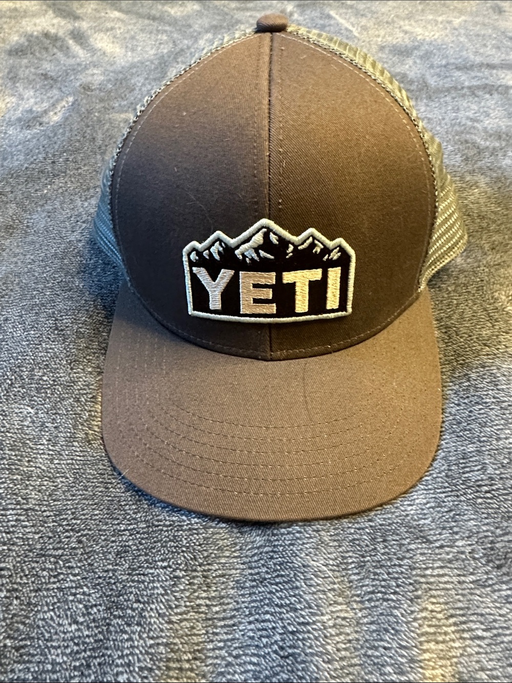 Yeti Brown Trucker Cap with Embroidered Mountain Logo